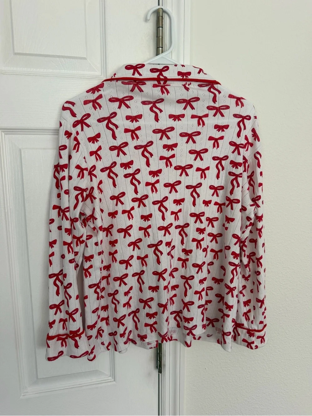 SIIX Collection Red Bows Organic Cotton Pointelle Pajama Lounge Set Size S